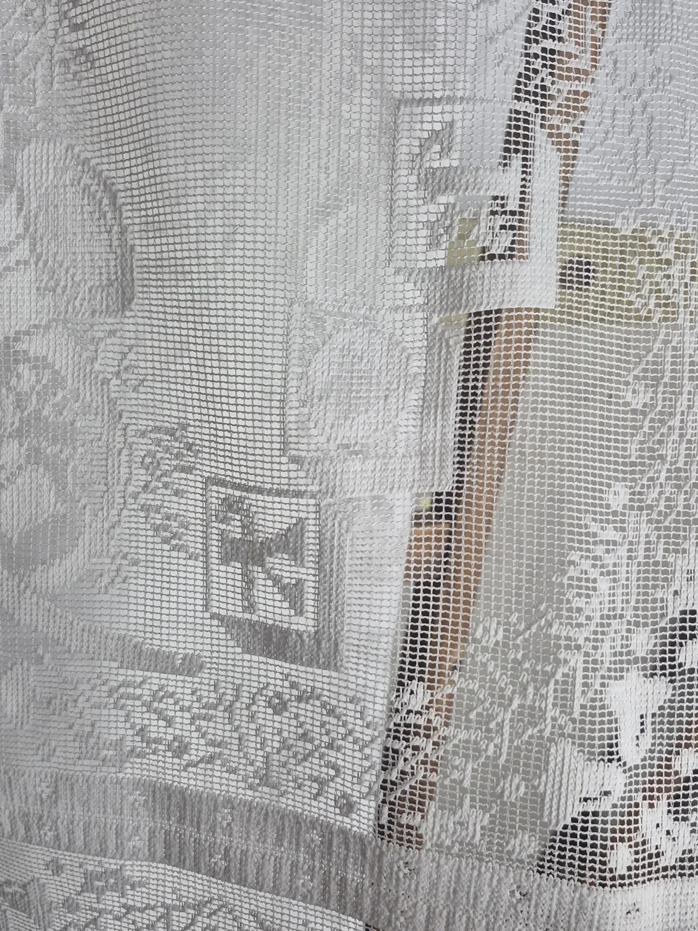Embroidered 'Merry Christmas' Joy, noel, etc. White Lace material 119x61